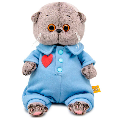 Игрушка Кот Басик baby в голубом комбинезоне с сердечком Budi Basa BB-155 1